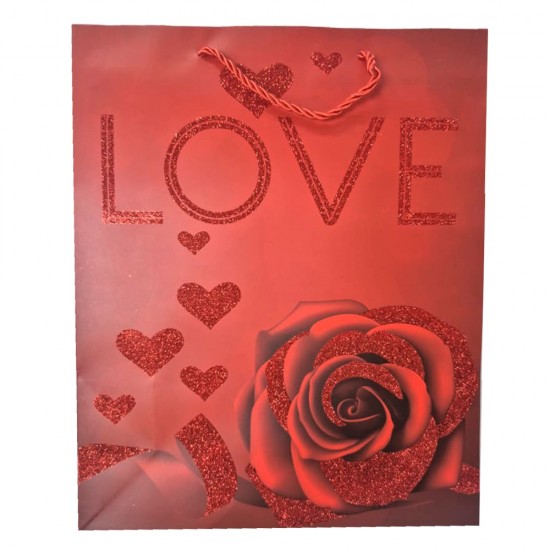BOLSA DE REGALO LOVE ESCARCHADO MEDIANA BERNICE