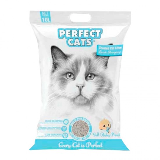 ARENA PARA GATOS PERFECT CAES 7KG TALCO DE BEBE