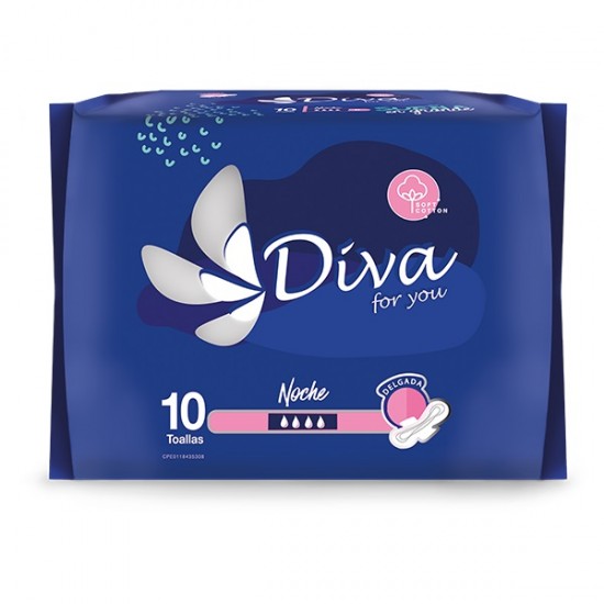 TOALLA SANIT DIVA 10UND NOCT DELG