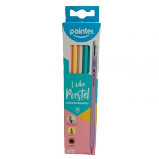 LAPIZ DE GRAFITO POINTER 12UND NRO 2 C/PASTELES