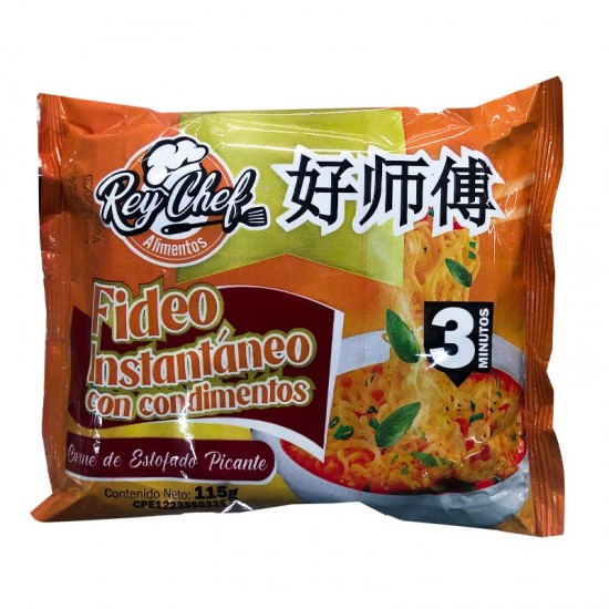 FIDEOS INST REY CHEF 115GR CARNE PICANTE