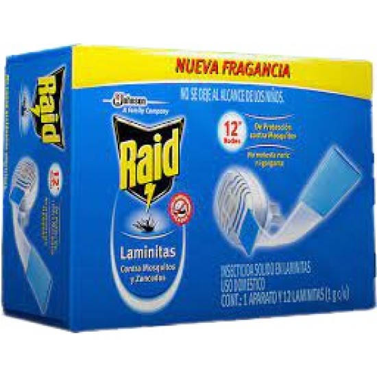 INSECTICIDA PLAQUITA RAID X12UND C/MOSQ