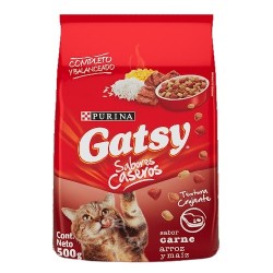 ALIMENTO P/GATO GATSY 500GR CARNE ARROZ MAIZ
