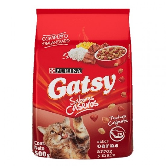 ALIMENTO P/GATO GATSY 500GR CARNE ARROZ MAIZ