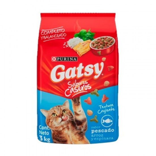 ALIMENTO P/GATO GATSY 3KG PESCADO ARROZ ESPINACA
