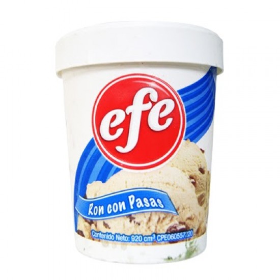 HELADO EFE 920 CC CREMOSO DE RON C/PASAS