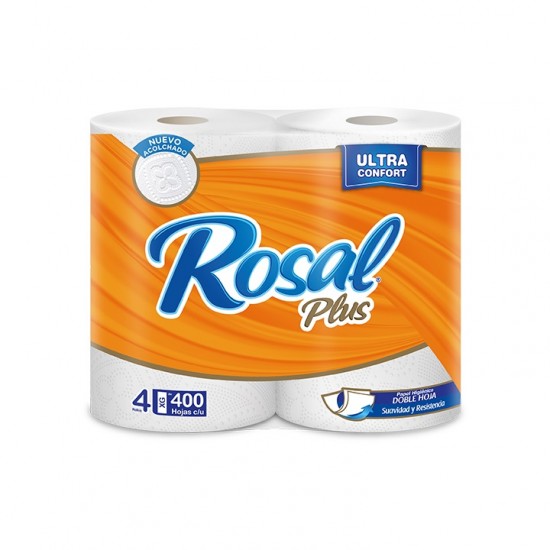 PAPEL HIG ROSAL PLUS 4ROLL 400HOJAS NARANJA