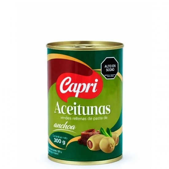 ACEITUNAS CAPRI 300GR RELLENAS D/PASTA DE ANCHOA