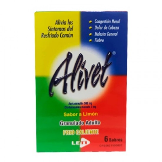 ALIVET LIMON 500MG/2MG/10G X 6 SOBRES LETI