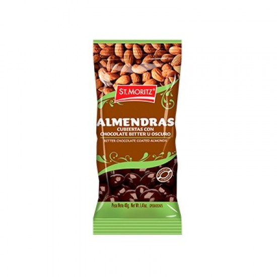 CHOCOLATE ST MORITZ 40G GRAGEADO ALMENDRAS BITTER