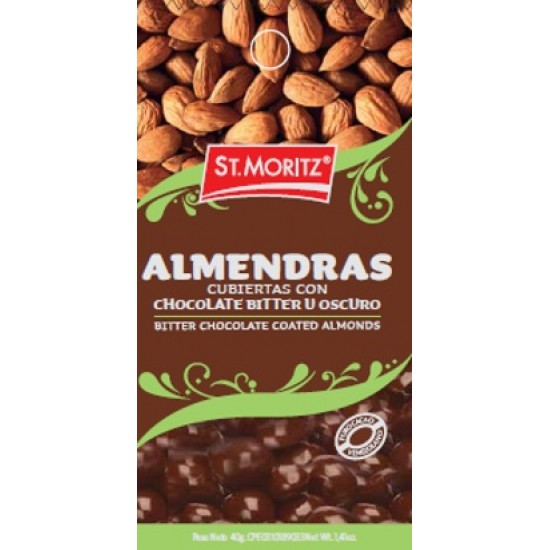 CHOCOLATE ST MORITZ 40GR GRAGEADO ALMENDRAS BITTER S/A