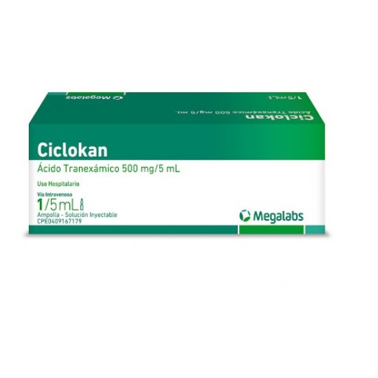 CICLOKAN 500MG/5ML X 1AMP AC TRANEXAMICO MEGALABS