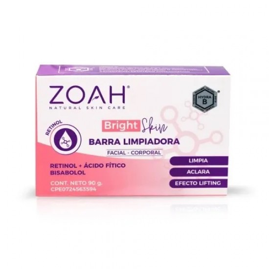 BARRA LIMPIADORA ZOAH 90GR ACLARANTE BRIGHT SKIN