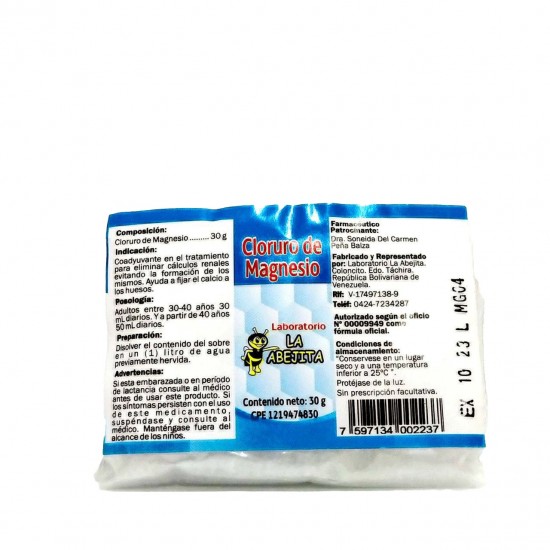 CLORURO DE MAGNESIO 30GR X 1SOBRE LA ABEJITA