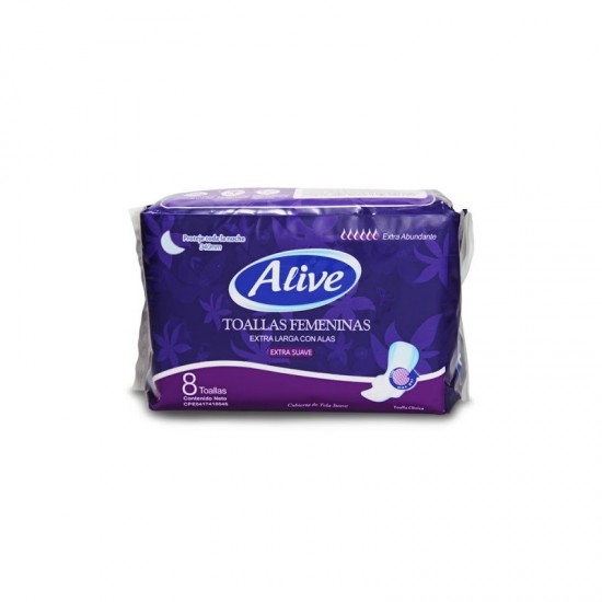 TOALLA SANIT ALIVE 8UND ABUND NOCT