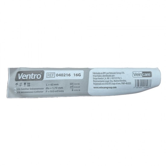 JELCO 16G X 1UND IV CATETER VENTRO VEINCARE