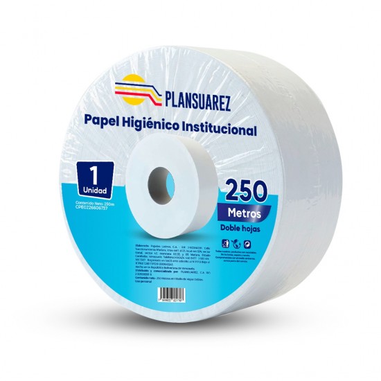 PAPEL HIG INST PLANSUAREZ 250MT DOBLE X 4