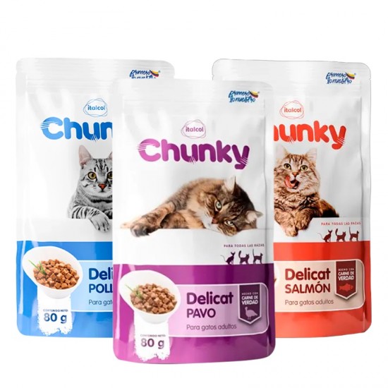 ALIMENTO P/GATO CHUNKY 80GR DELICAT SURTIDO