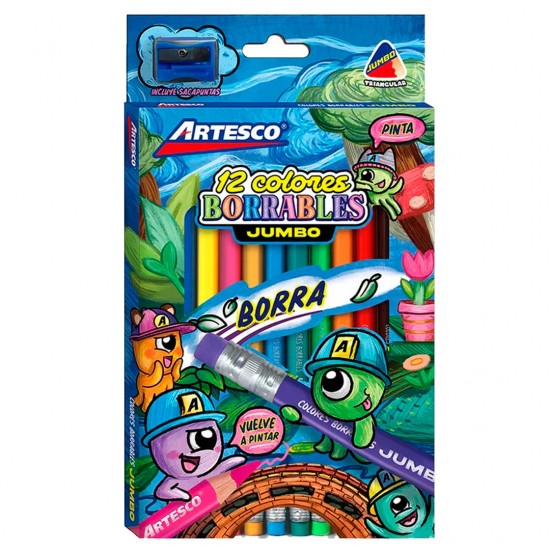CREYONES ARTESCO 12UND JUMBO BORRABLES