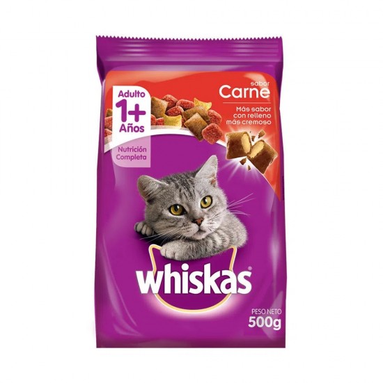 ALIMENTO P/GATOS WHISKAS 500GR CARNE