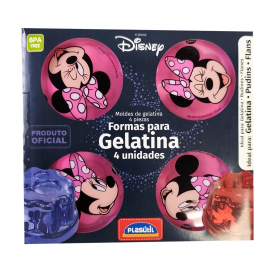 MOLDE P/GELATINA PLASUTIL 4PZAS 150ML MINNIE ROSA