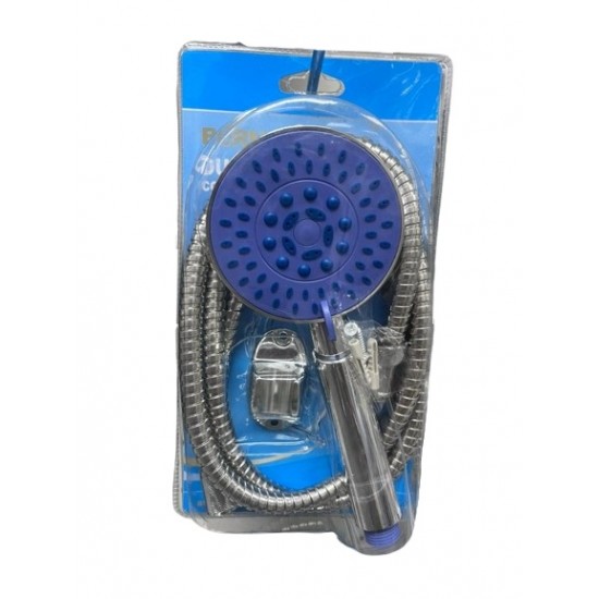 DUCHA DE MANO C/MANGUERA Y SOPORTE AZUL
