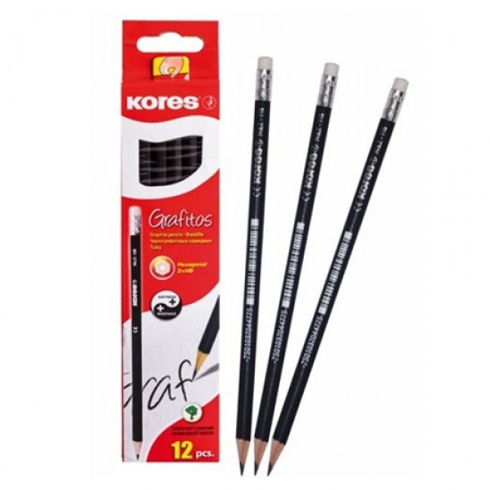 LAPIZ DE GRAFITO KORES 12UND HB TRIANGULAR