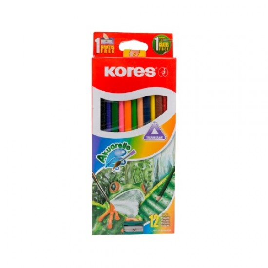 CREYONES KORES 12UND ACUARELABLES + PINCEL
